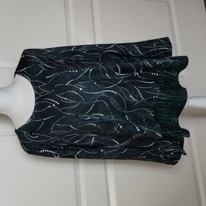 Tendency green mix print green pale yellow and white blouse size XL long sleeve